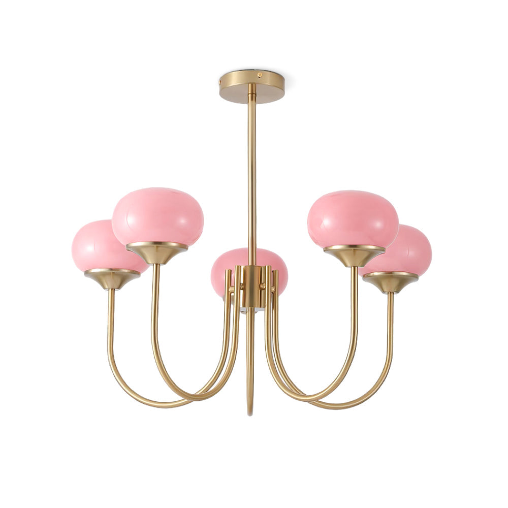 Velenian Kronleuchter rosa Glas Kugel Gold