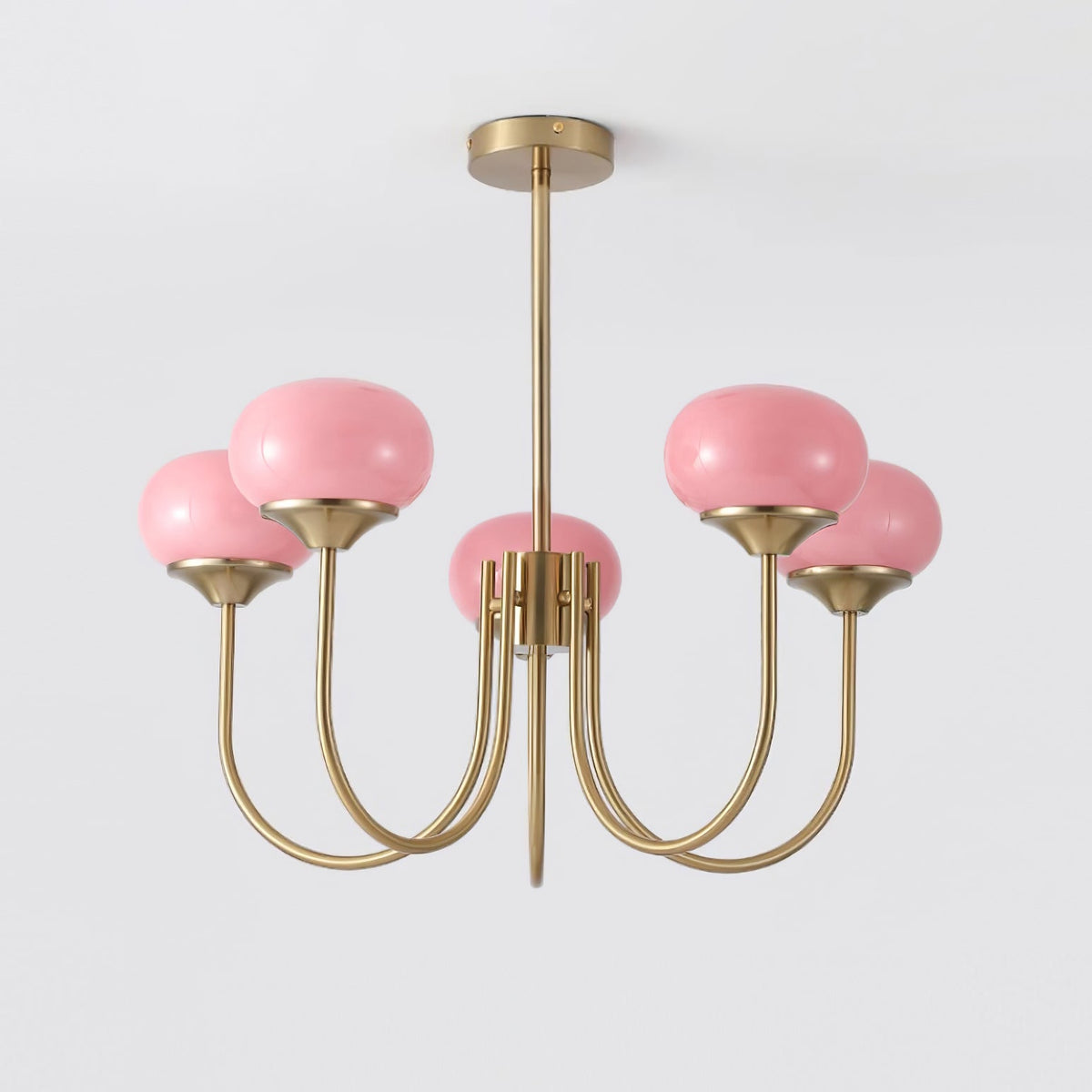 Velenian Kronleuchter rosa Glas Kugel Gold