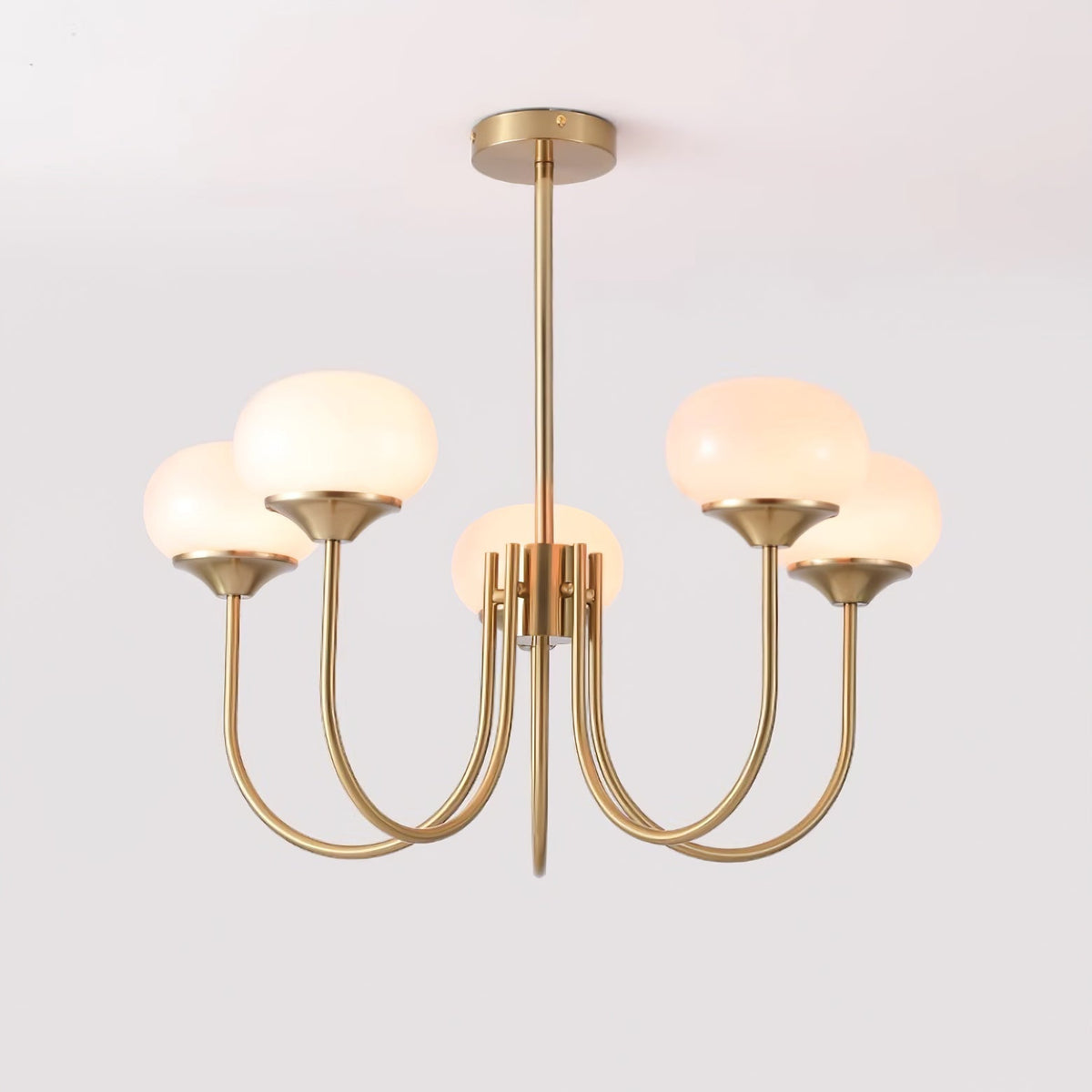 Velenian Kronleuchter rosa Glas Kugel Gold