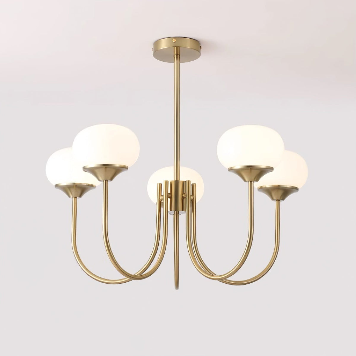 Velenian Kronleuchter rosa Glas Kugel Gold