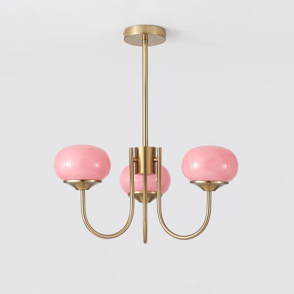 Velenian Kronleuchter rosa Glas Kugel Gold