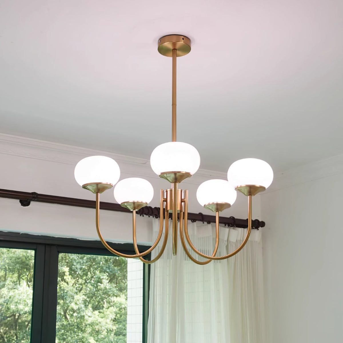 Velenian Kronleuchter rosa Glas Kugel Gold