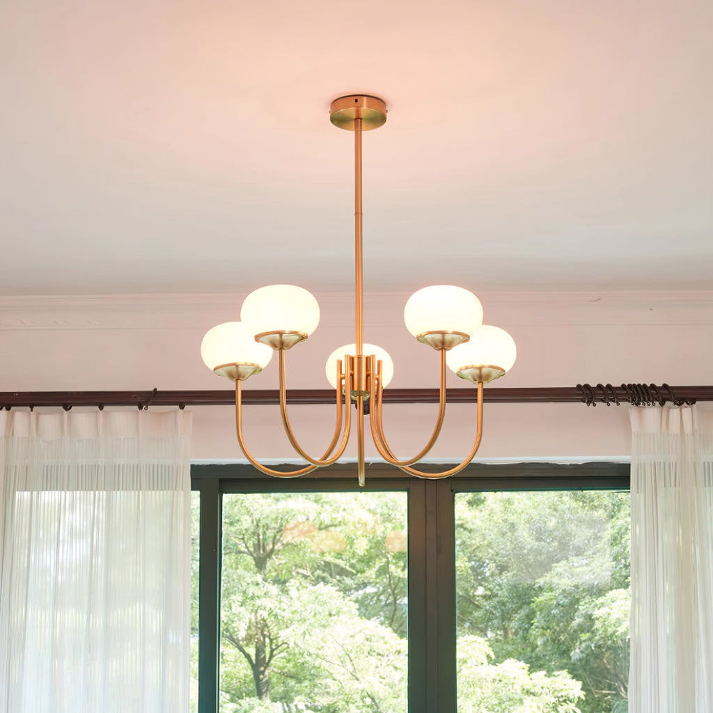 Velenian Kronleuchter rosa Glas Kugel Gold