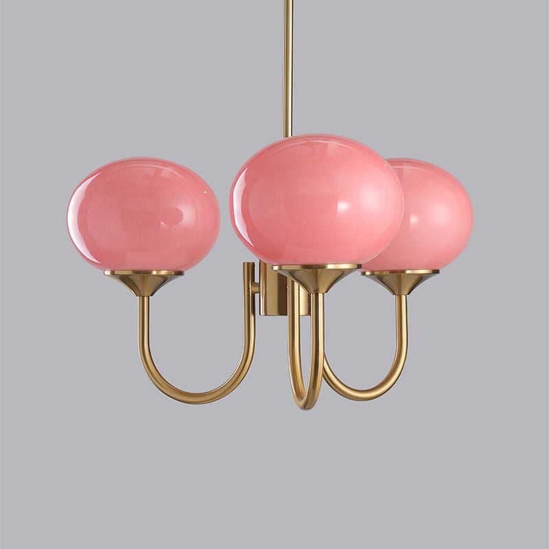 Velenian Kronleuchter rosa Glas Kugel Gold