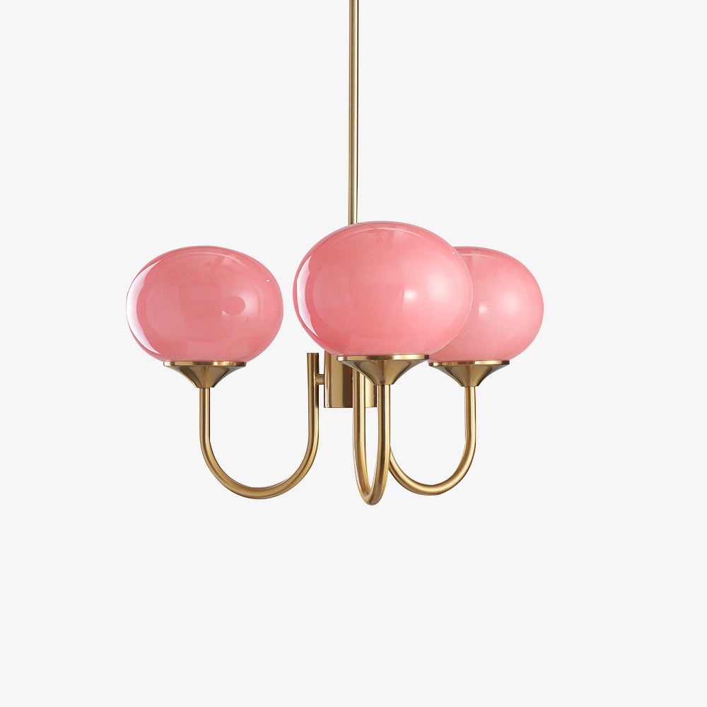 Velenian Kronleuchter rosa Glas Kugel Gold