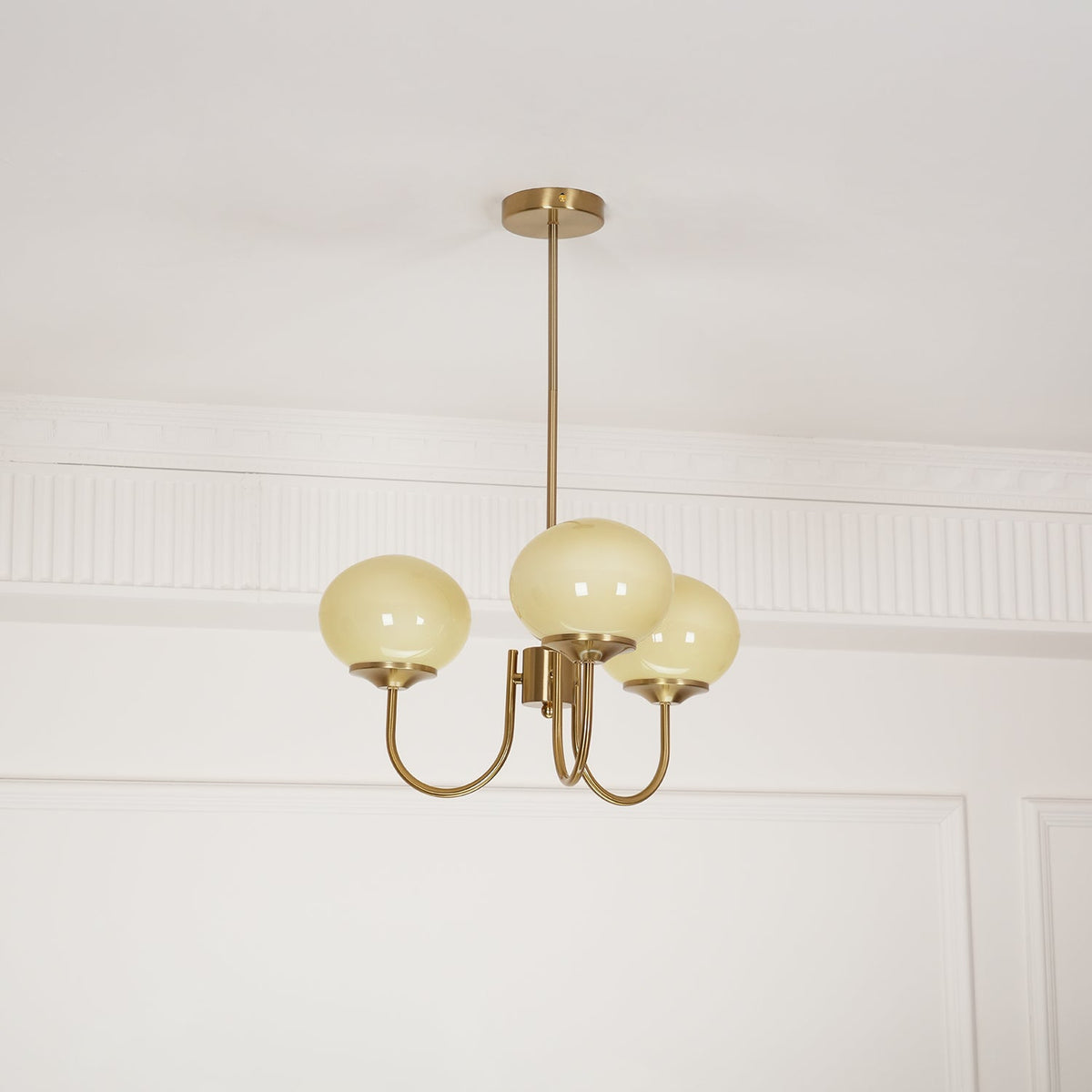 Velenian Kronleuchter rosa Glas Kugel Gold