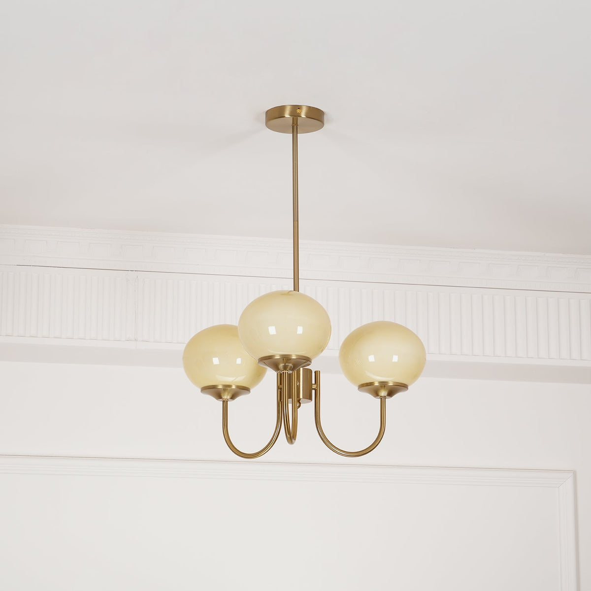 Velenian Kronleuchter rosa Glas Kugel Gold