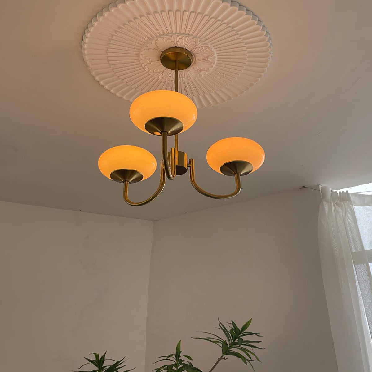 Velenian Kronleuchter rosa Glas Kugel Gold