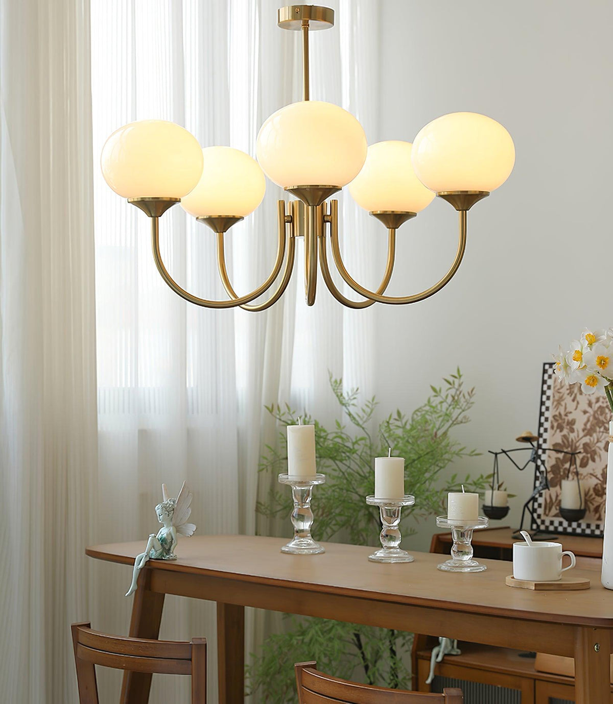 Velenian Kronleuchter rosa Glas Kugel Gold