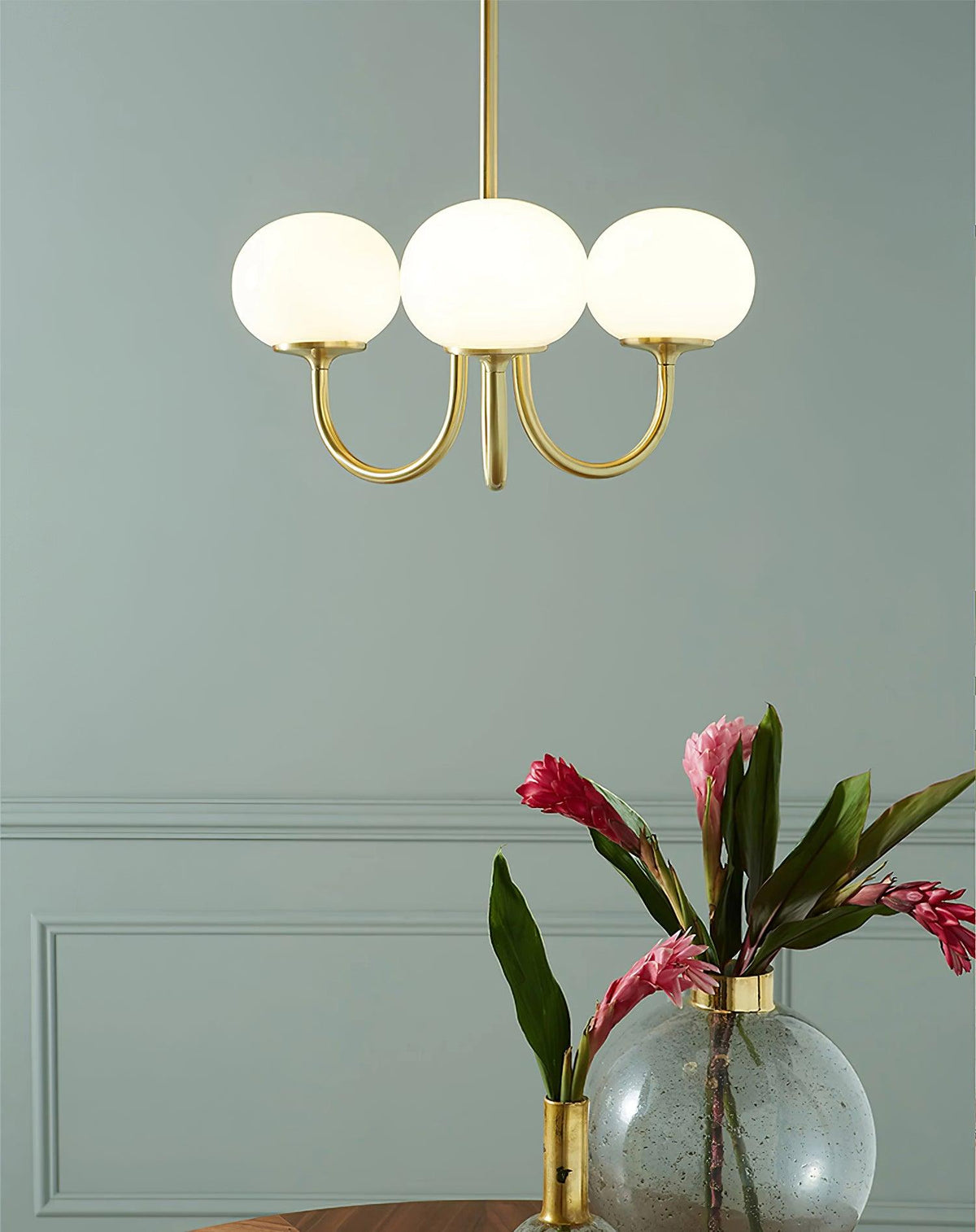 Velenian Kronleuchter rosa Glas Kugel Gold