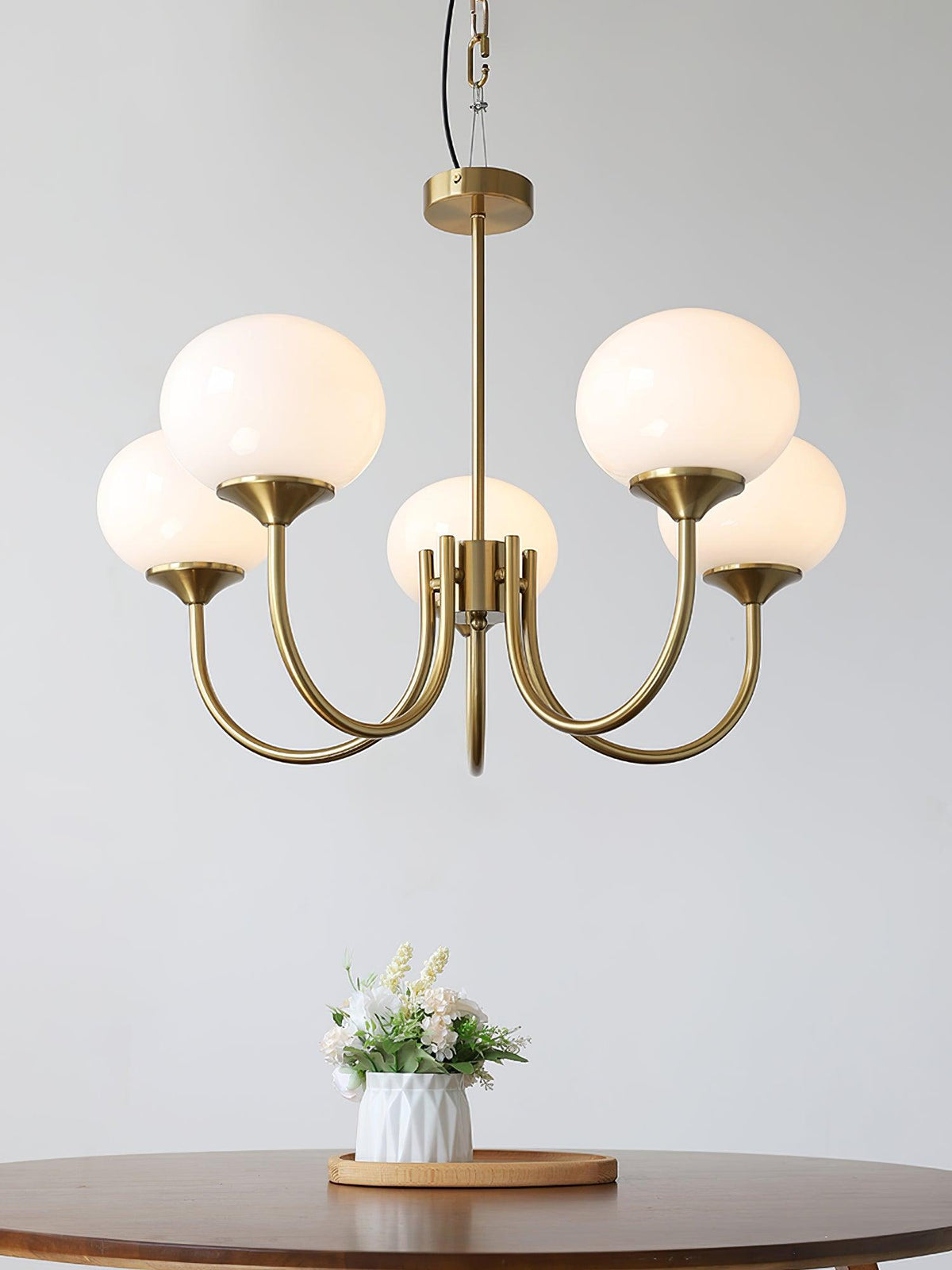 Velenian Kronleuchter rosa Glas Kugel Gold