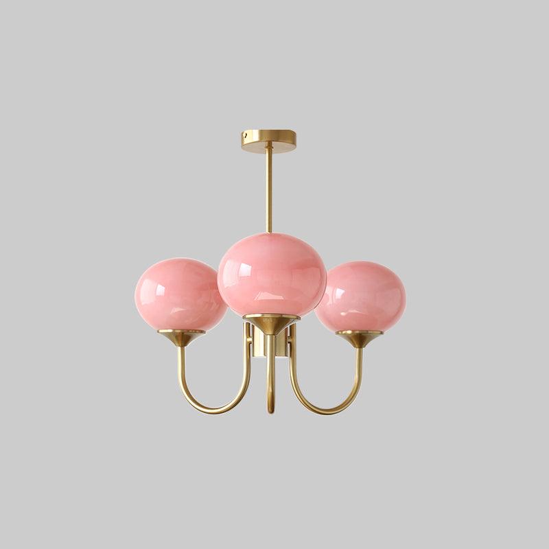 Velenian Kronleuchter rosa Glas Kugel Gold