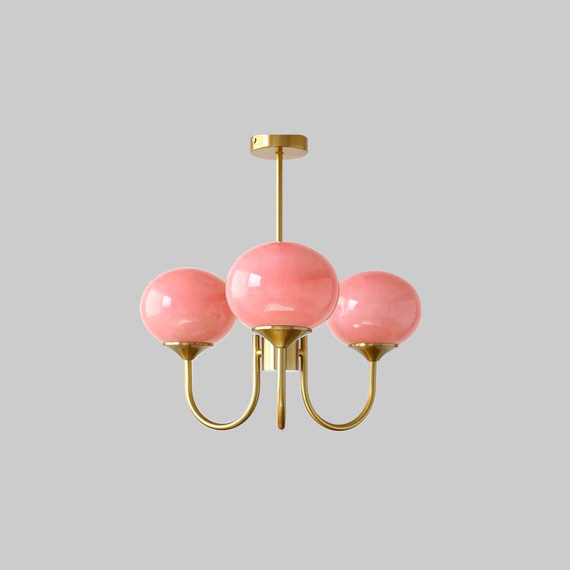 Velenian Kronleuchter rosa Glas Kugel Gold