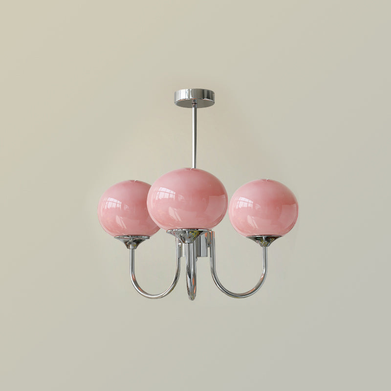 Velenian Kronleuchter rosa Glas Kugel Gold