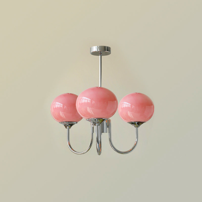 Velenian Kronleuchter rosa Glas Kugel Gold