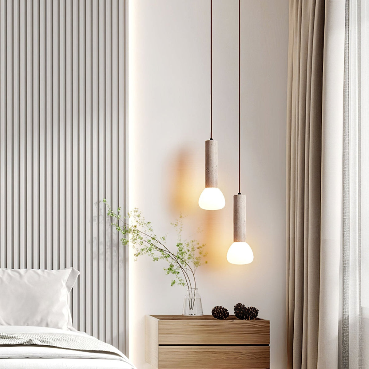 Beia Minimalistische Pendelleuchte aus Gelbem Travertin