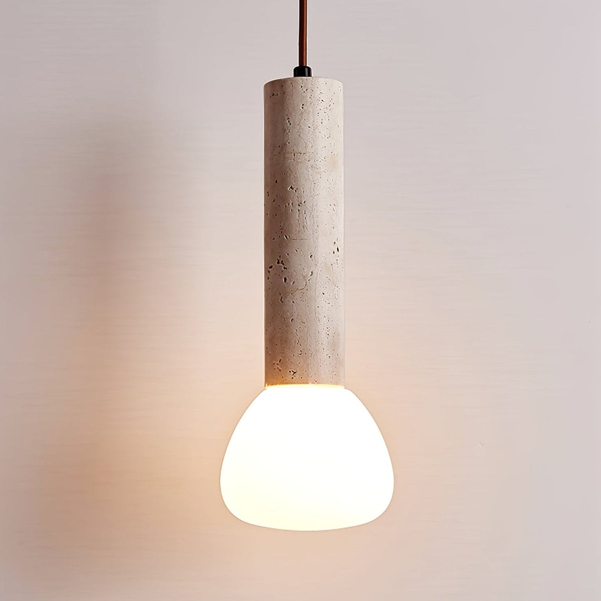 Beia Minimalistische Pendelleuchte aus Gelbem Travertin