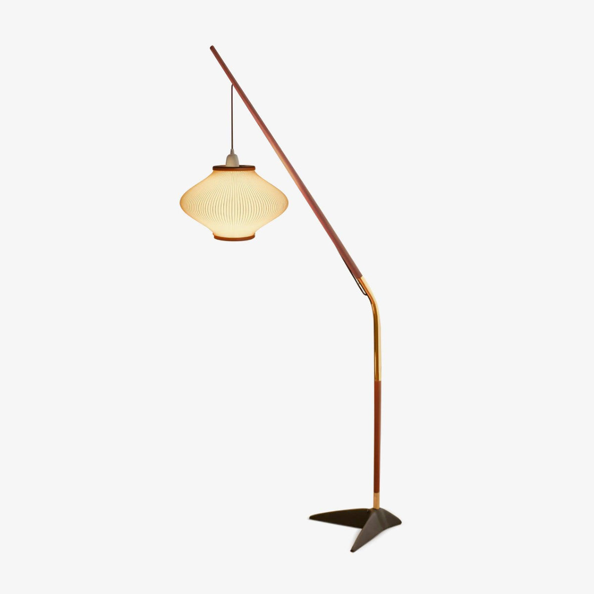 Ervenil Mid-Century-Stil Stehleuchte aus Holz und Glas