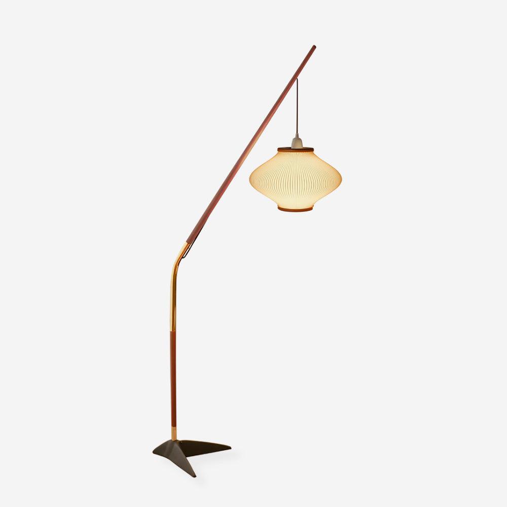 Ervenil Mid-Century-Stil Stehleuchte aus Holz und Glas