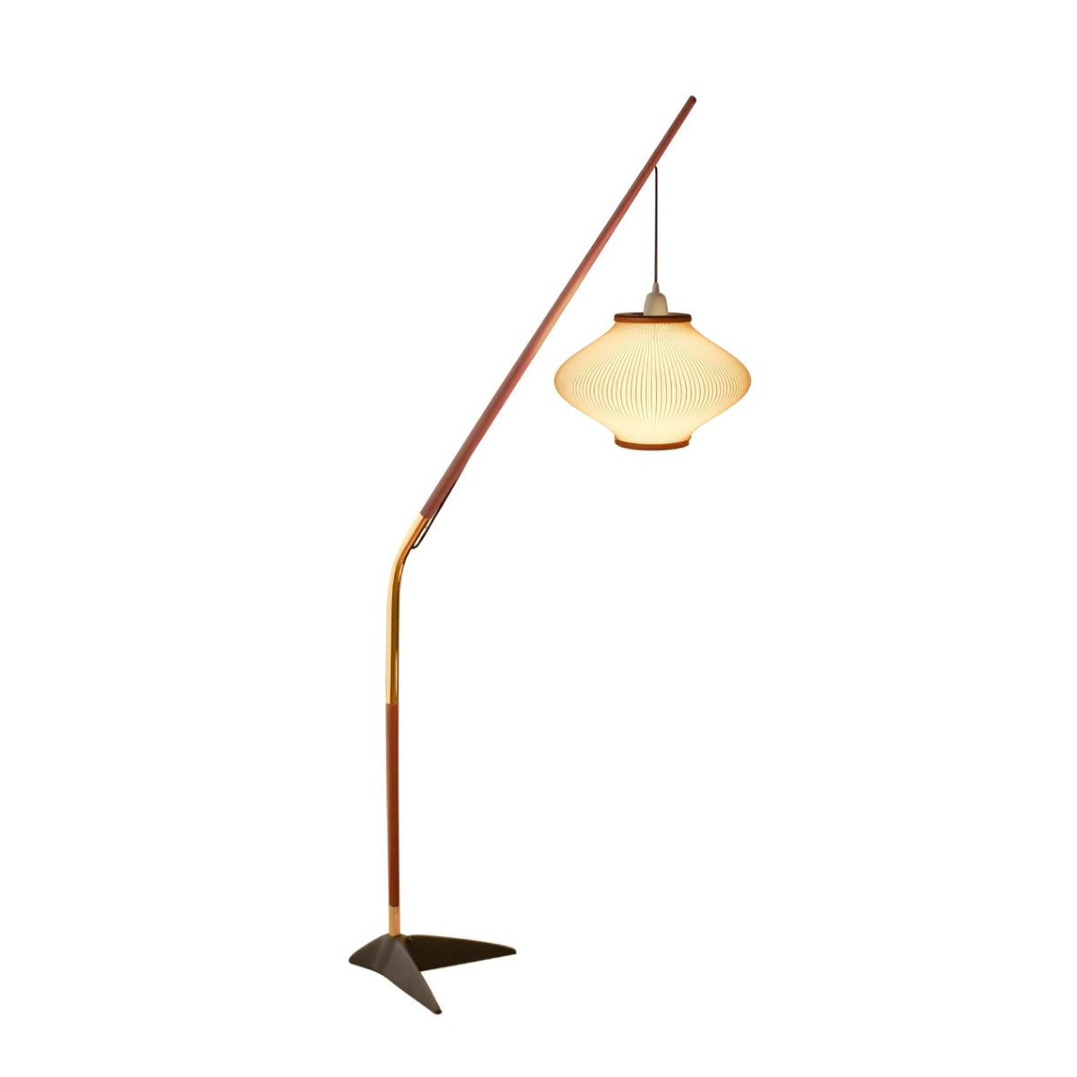 Ervenil Mid-Century-Stil Stehleuchte aus Holz und Glas