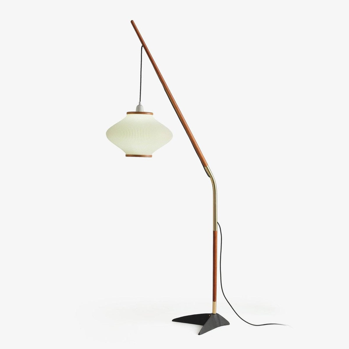 Ervenil Mid-Century-Stil Stehleuchte aus Holz und Glas