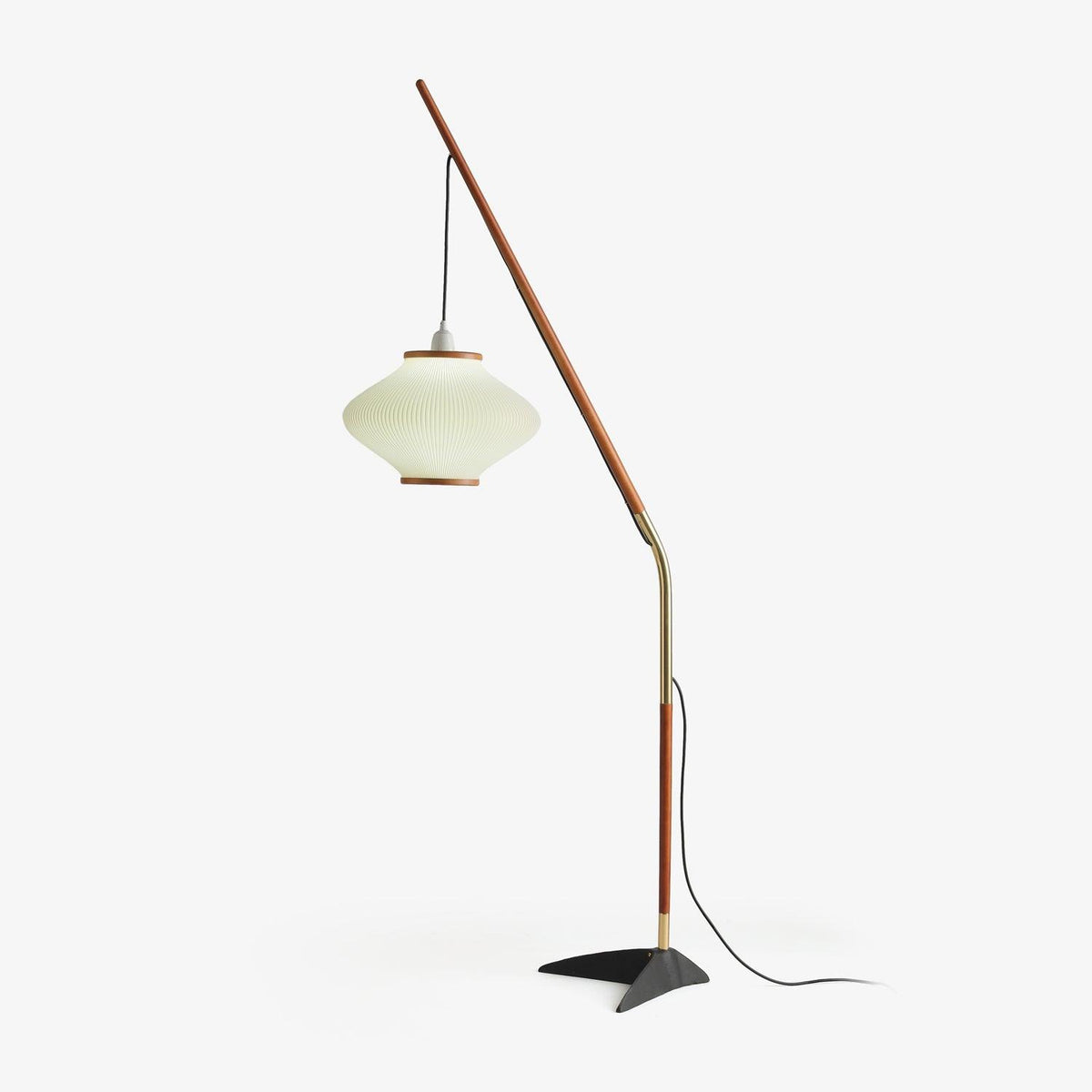 Ervenil Mid-Century-Stil Stehleuchte aus Holz und Glas