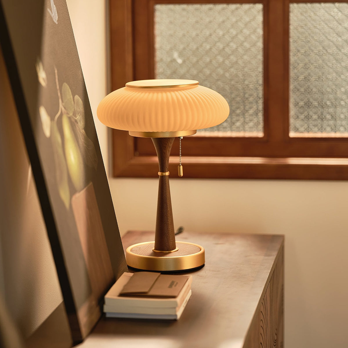Vevelo Tischleuchte aus Holz im Vintage-Stil