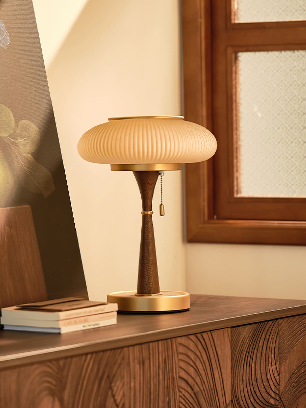 Vevelo Tischleuchte aus Holz im Vintage-Stil