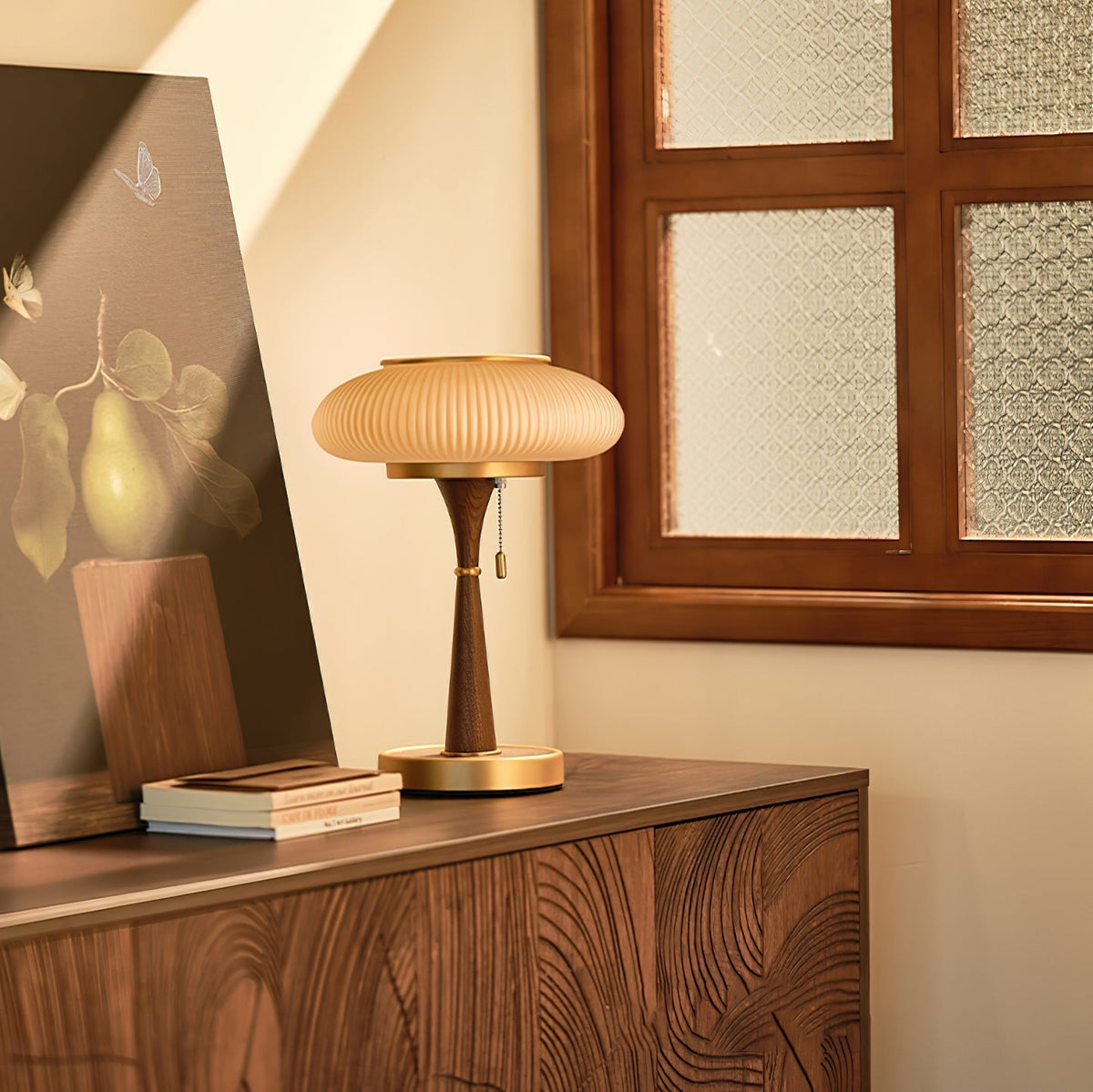 Vevelo Tischleuchte aus Holz im Vintage-Stil