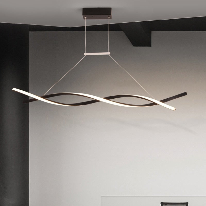 Arisha Modern Doppelte Welle LED Pendelleuchte Schwarz/Grau Ess/Wohn/Schlafzimmer Aluminium&Acrly