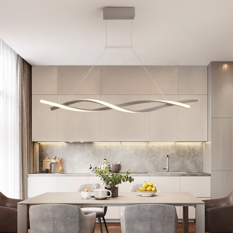 Arisha Modern Doppelte Welle LED Pendelleuchte Schwarz/Grau Ess/Wohn/Schlafzimmer Aluminium&Acrly