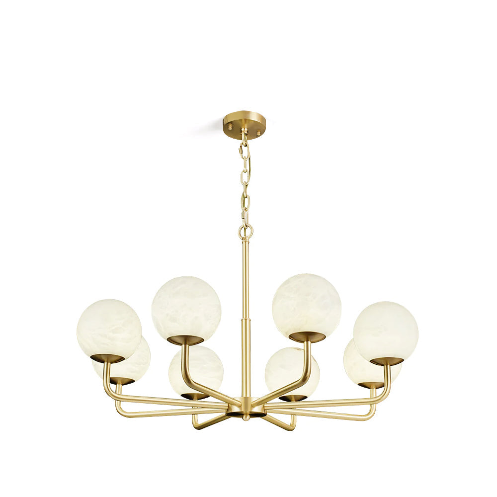 Erich Kronleuchter Alabaster Kugel Eleganz