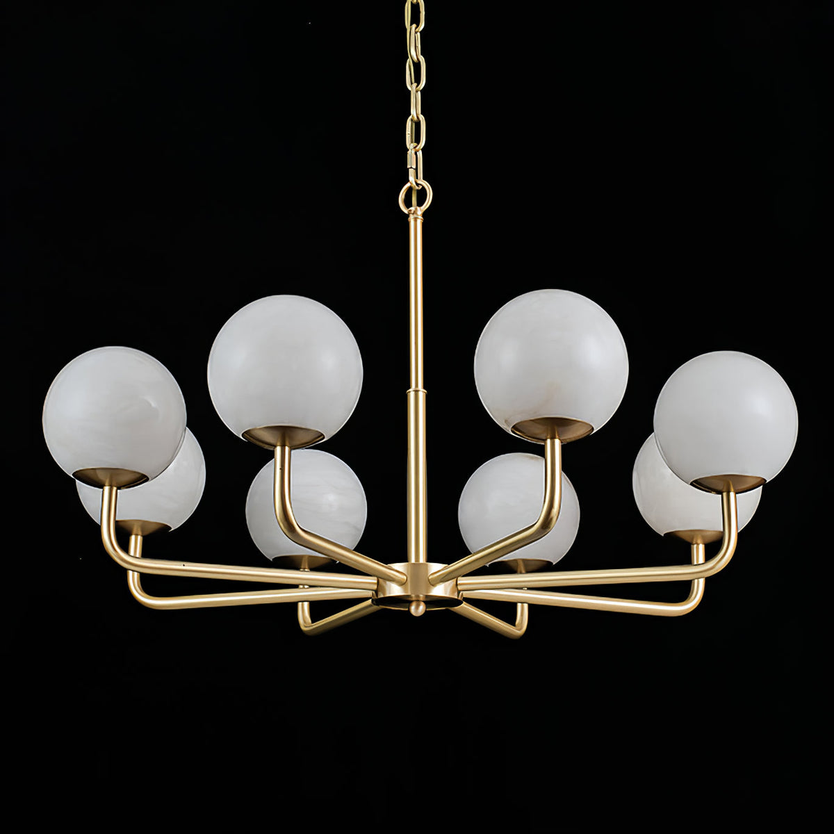 Erich Kronleuchter Alabaster Kugel Eleganz