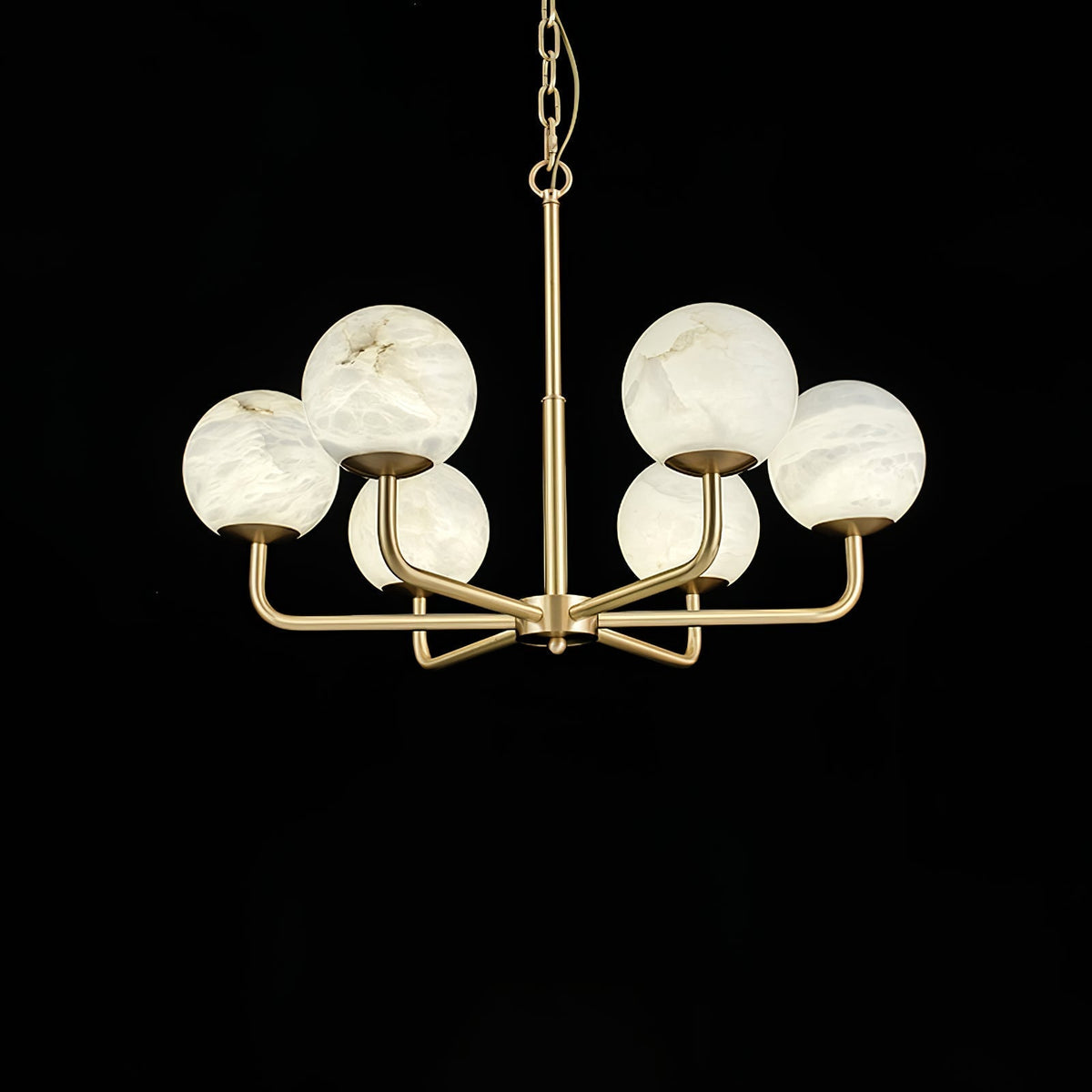 Erich Kronleuchter Alabaster Kugel Eleganz