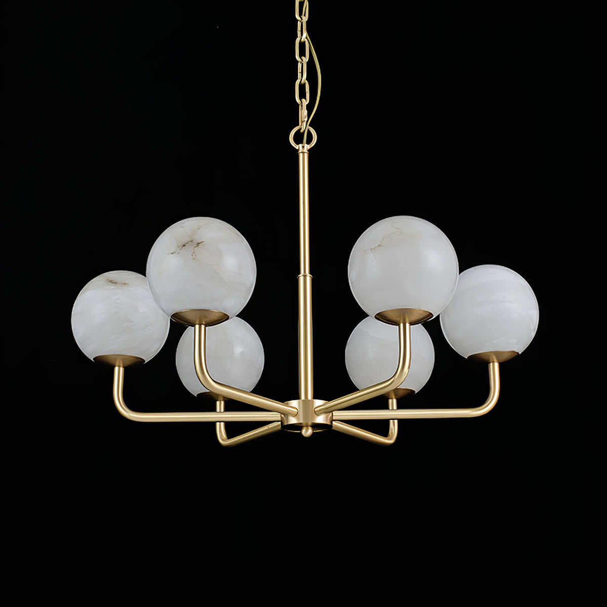 Erich Kronleuchter Alabaster Kugel Eleganz