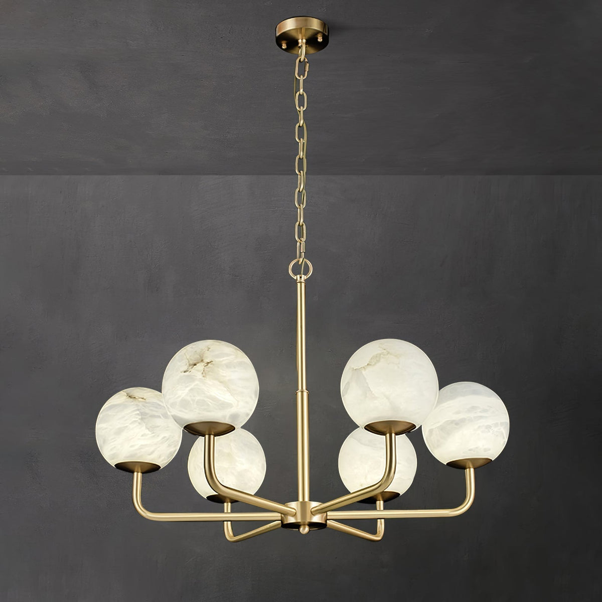 Erich Kronleuchter Alabaster Kugel Eleganz