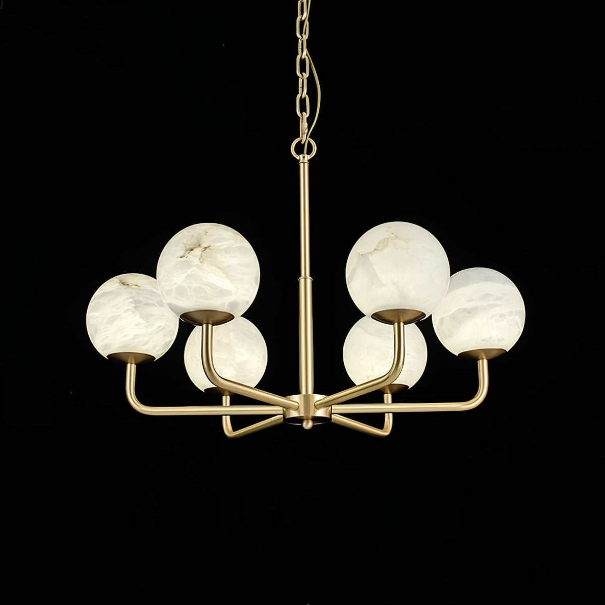 Erich Kronleuchter Alabaster Kugel Eleganz