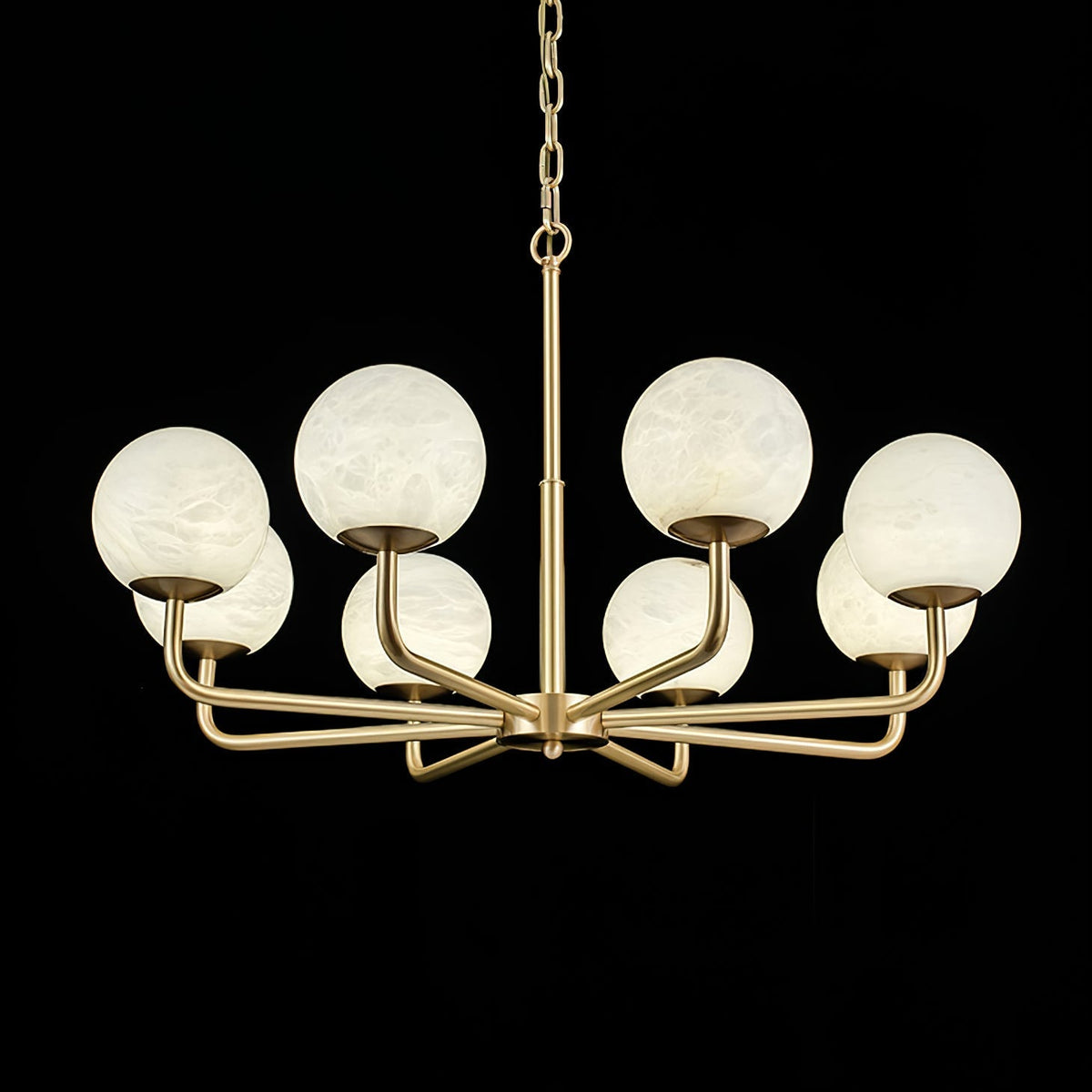 Erich Kronleuchter Alabaster Kugel Eleganz