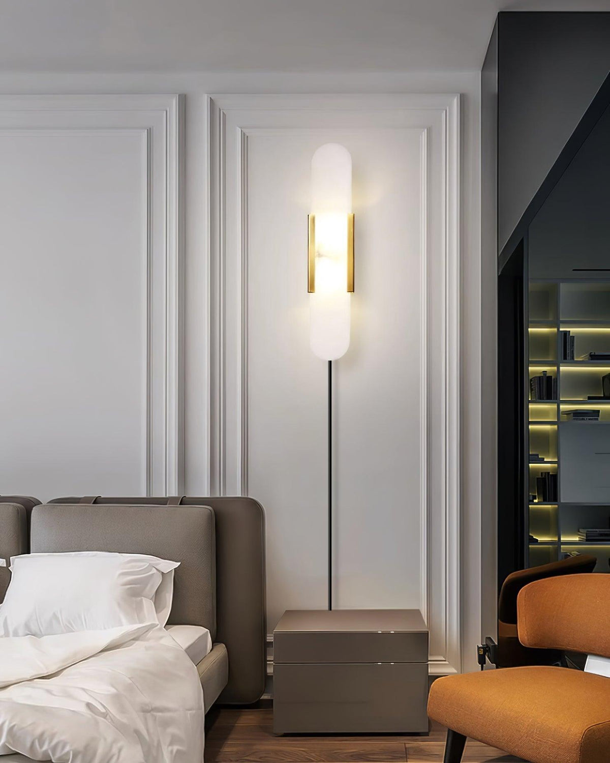 Bano Oblong Alabaster Wandleuchte mit Stecker