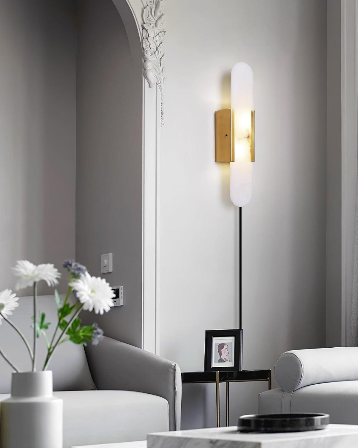 Bano Oblong Alabaster Wandleuchte mit Stecker