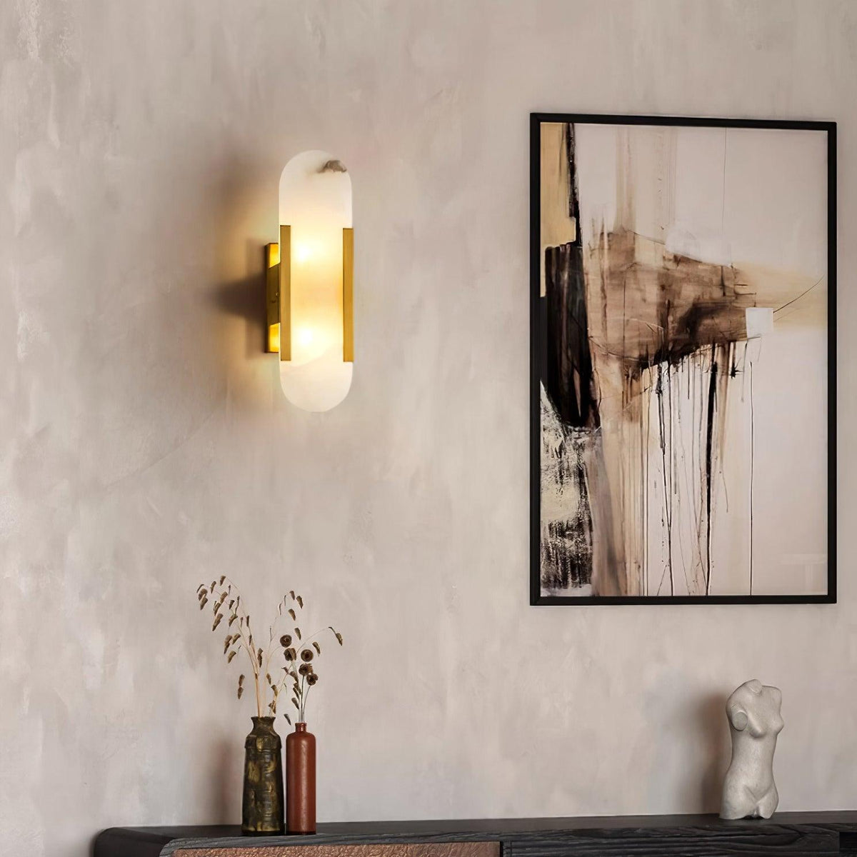 Bano Oblong Alabaster Wandleuchte mit Stecker