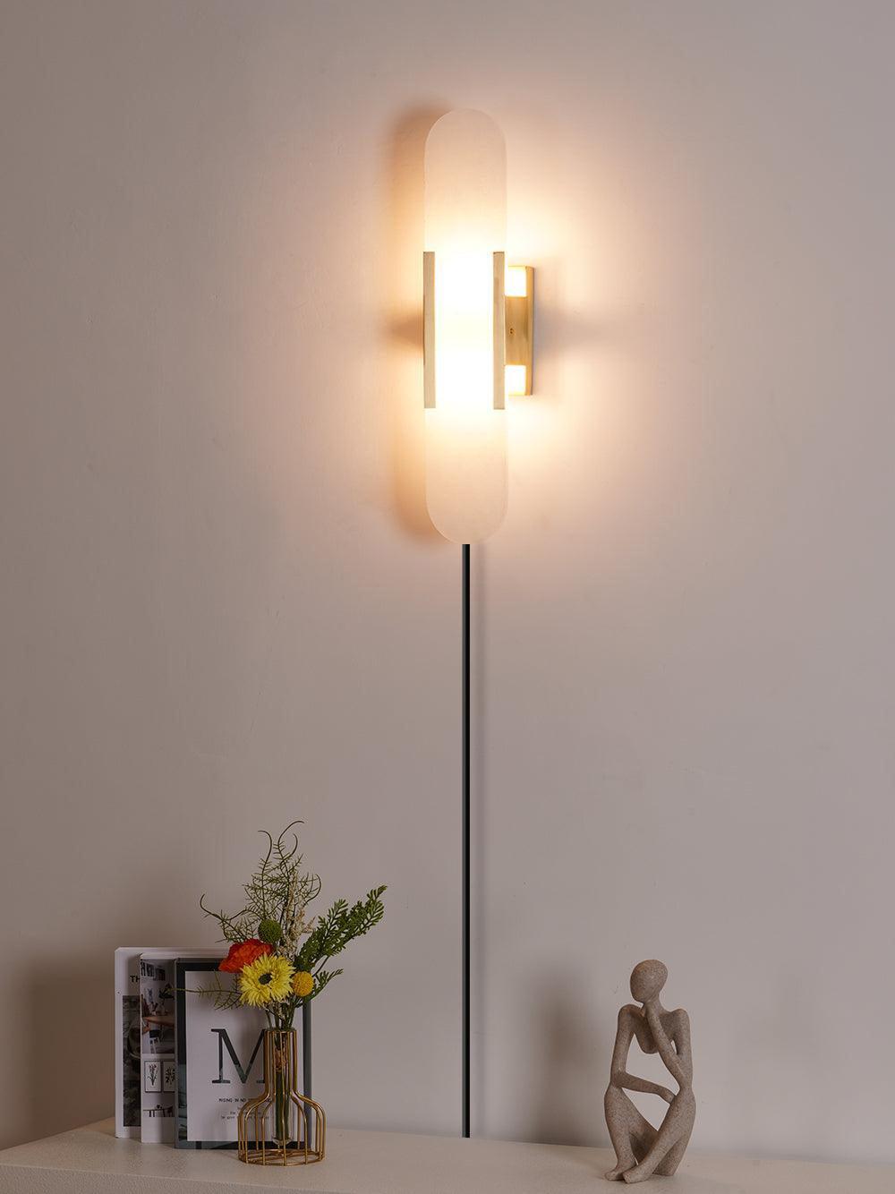 Bano Oblong Alabaster Wandleuchte mit Stecker