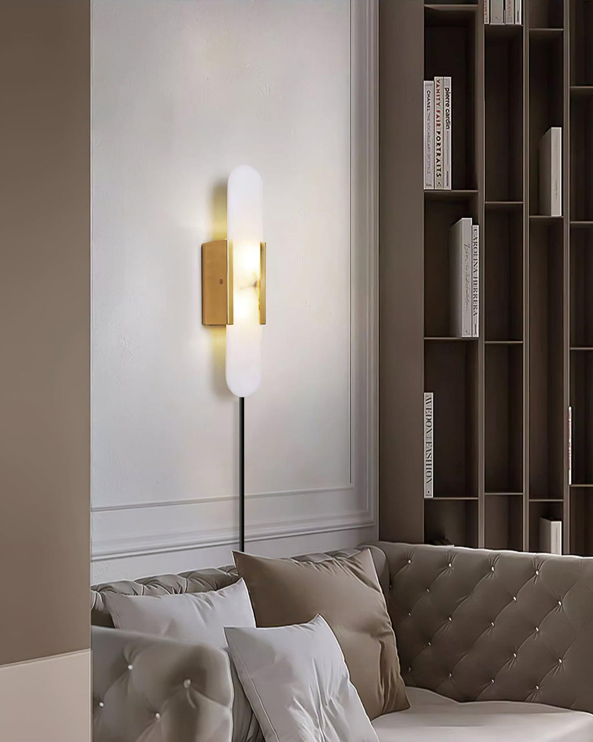 Bano Oblong Alabaster Wandleuchte mit Stecker