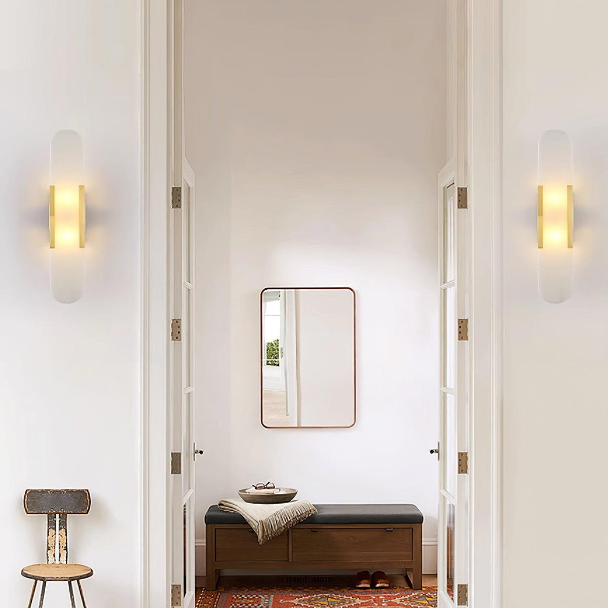 Bano Oblong Alabaster Wandleuchte mit Stecker