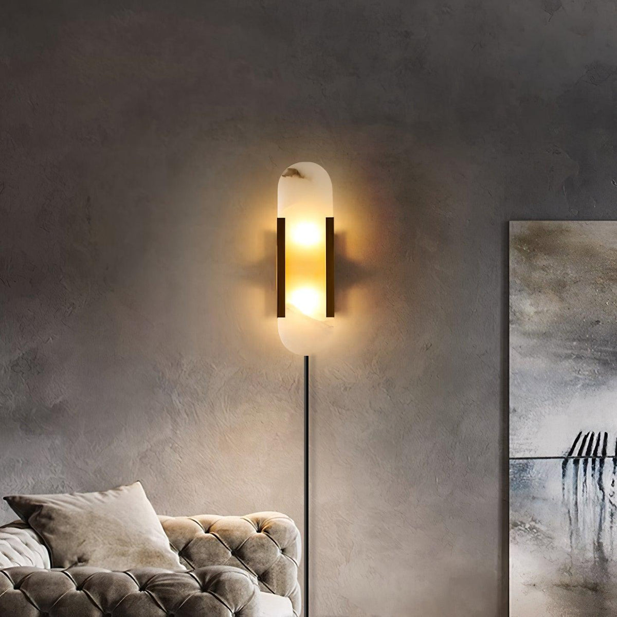 Bano Oblong Alabaster Wandleuchte mit Stecker