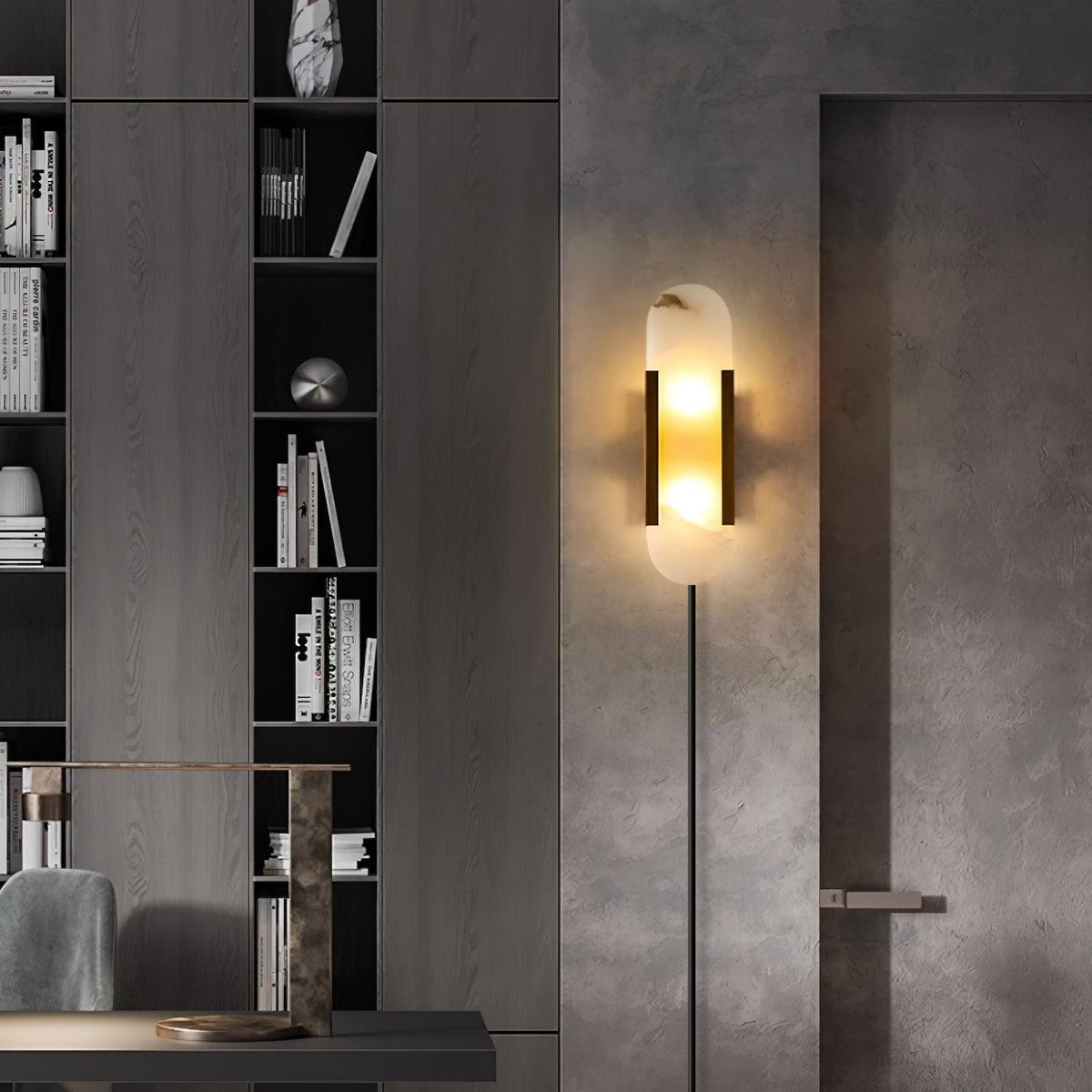 Bano Oblong Alabaster Wandleuchte mit Stecker