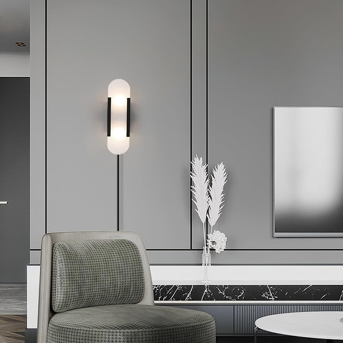 Bano Oblong Alabaster Wandleuchte mit Stecker