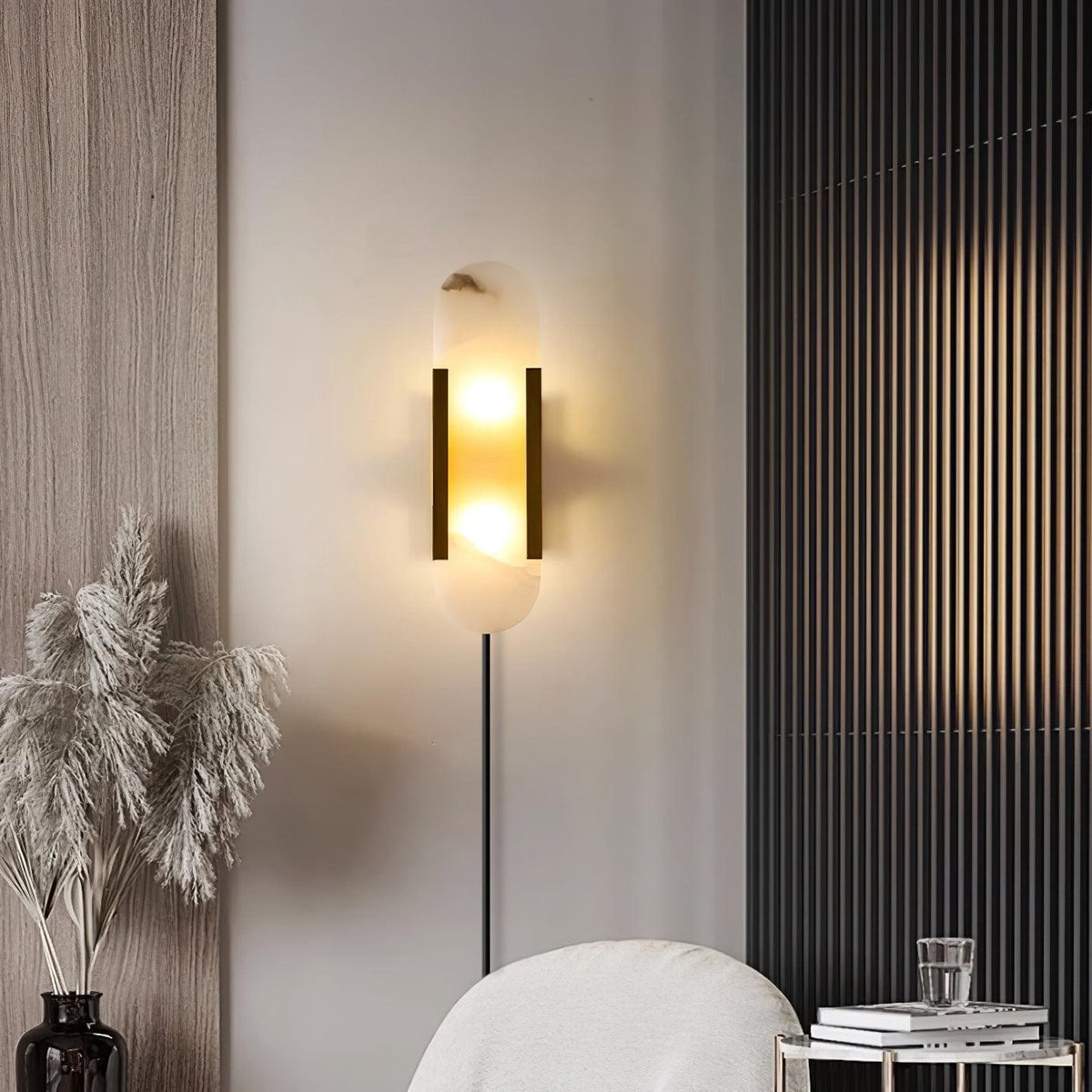 Bano Oblong Alabaster Wandleuchte mit Stecker
