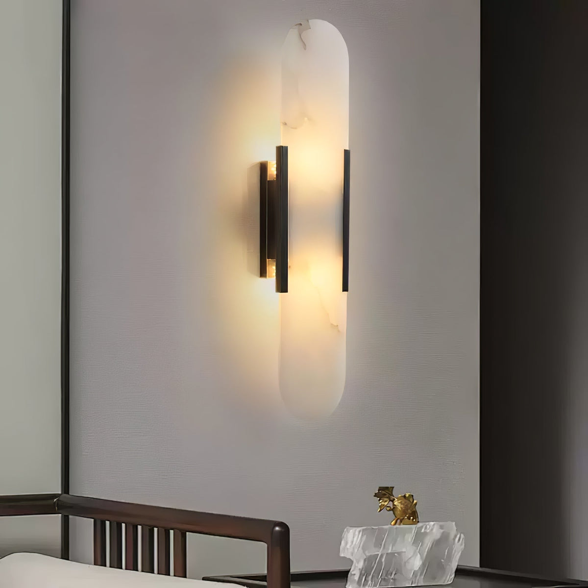 Bano Oblong Alabaster Wandleuchte mit Stecker
