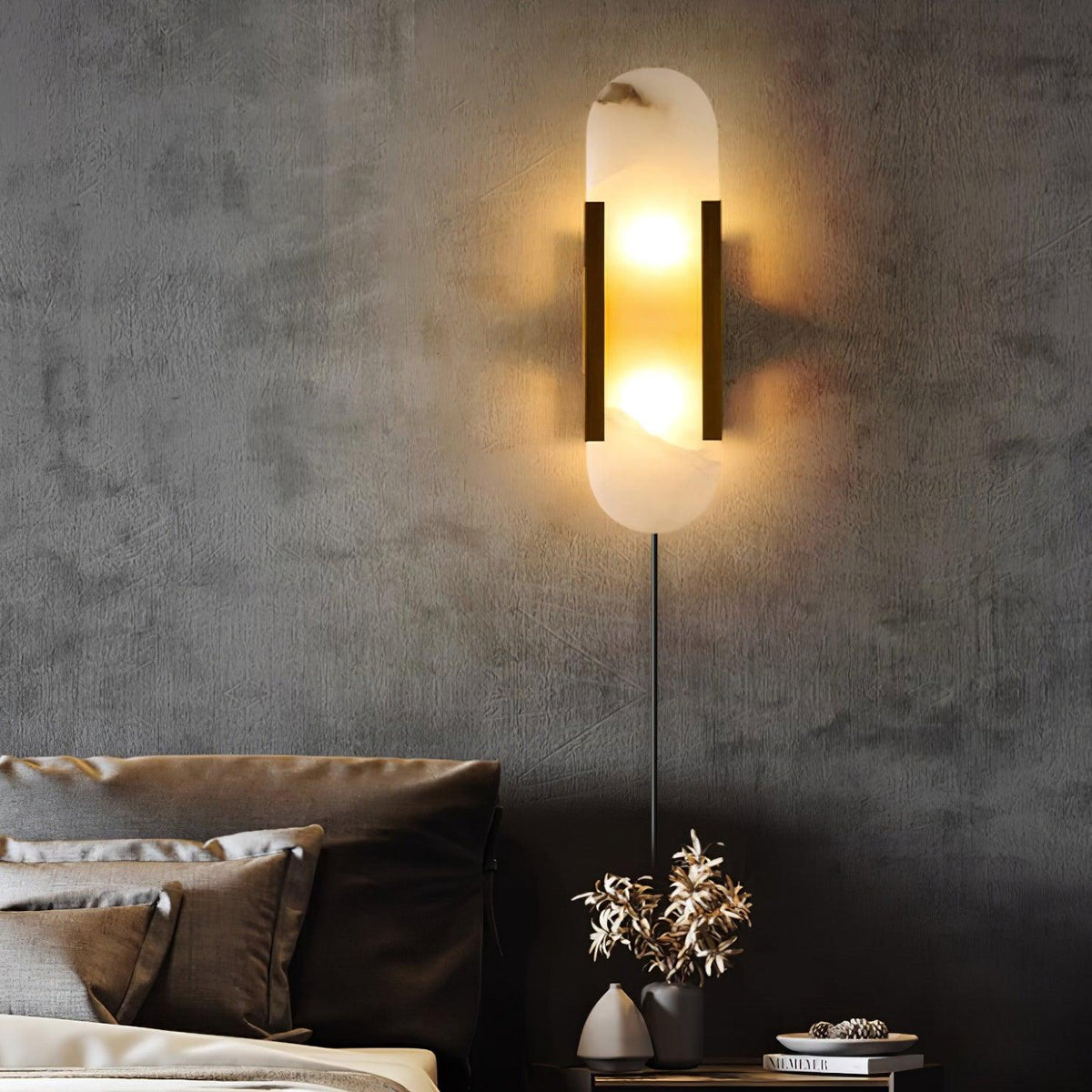 Bano Oblong Alabaster Wandleuchte mit Stecker